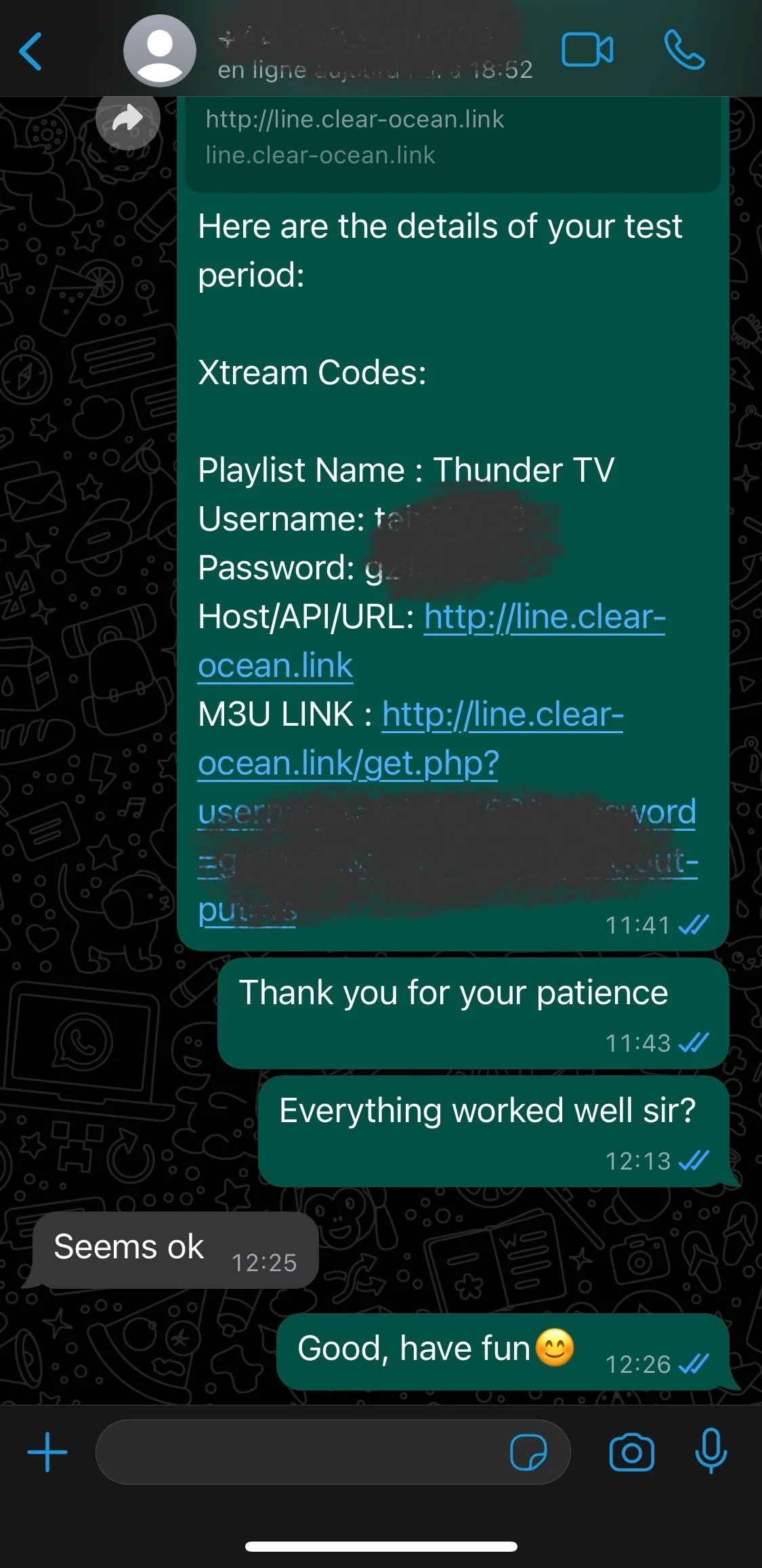 WhatsApp-Bewertung zu einer erfolgreichen IPTV-Installation