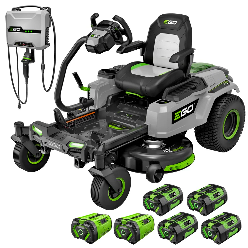 78957369.webp EGO Power+ Z6 e-STEER Zero Turn Mower 42 Inch Electric Riding Mower 22 HP Equivalent with 4x 12Ah Batteries - Image 1
