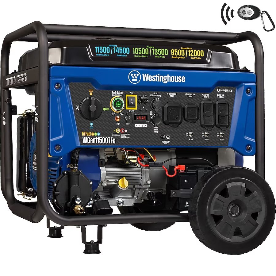galmu-feed-11602-photo Westinghouse WGen11500TFc Tri Fuel Generator 14500 Starting Watts 11500 Running Watts Remote Electric Start Gas Propane Natural Gas - Image 1