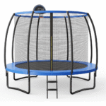 Giantex 8FT 10FT 12FT Trampoline with Enclosure, ASTM Approved Outdoor Large Trampoline with Ladder