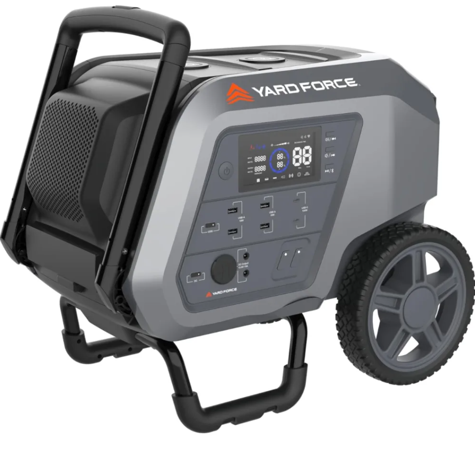 saybrokeeer-product-44-image-1.png Yard Force Portable Power Station 2400-Watt Continuous 4800-Watt Peak, Bluetooth speaker, WIFI connection, Wireless Charging, RV 30A plug, LED light - Image 1