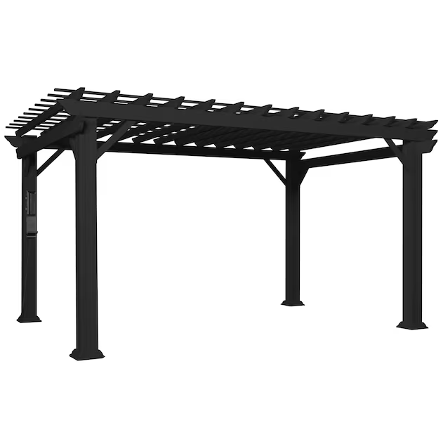 saybrokeeer-product-96-image-1.png Stratford 14 Ft. X 10 Ft. Black Steel Traditional Pergola with Sail Shade Soft Canopy - Image 1